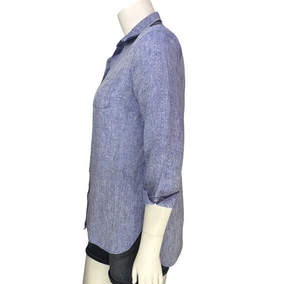 Chicos Womens No Iron Linen Tunic Shirttail High Low 3/4 Sleeve Blue Size 1 | M - Picture 9 of 13